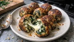 Spinach and Ricotta Meatballs With a Gooey Mozzarella Center (Bake or Fry)