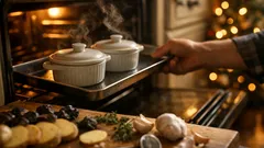 Cozy holiday baked chicken thighs with potatoes and prunes